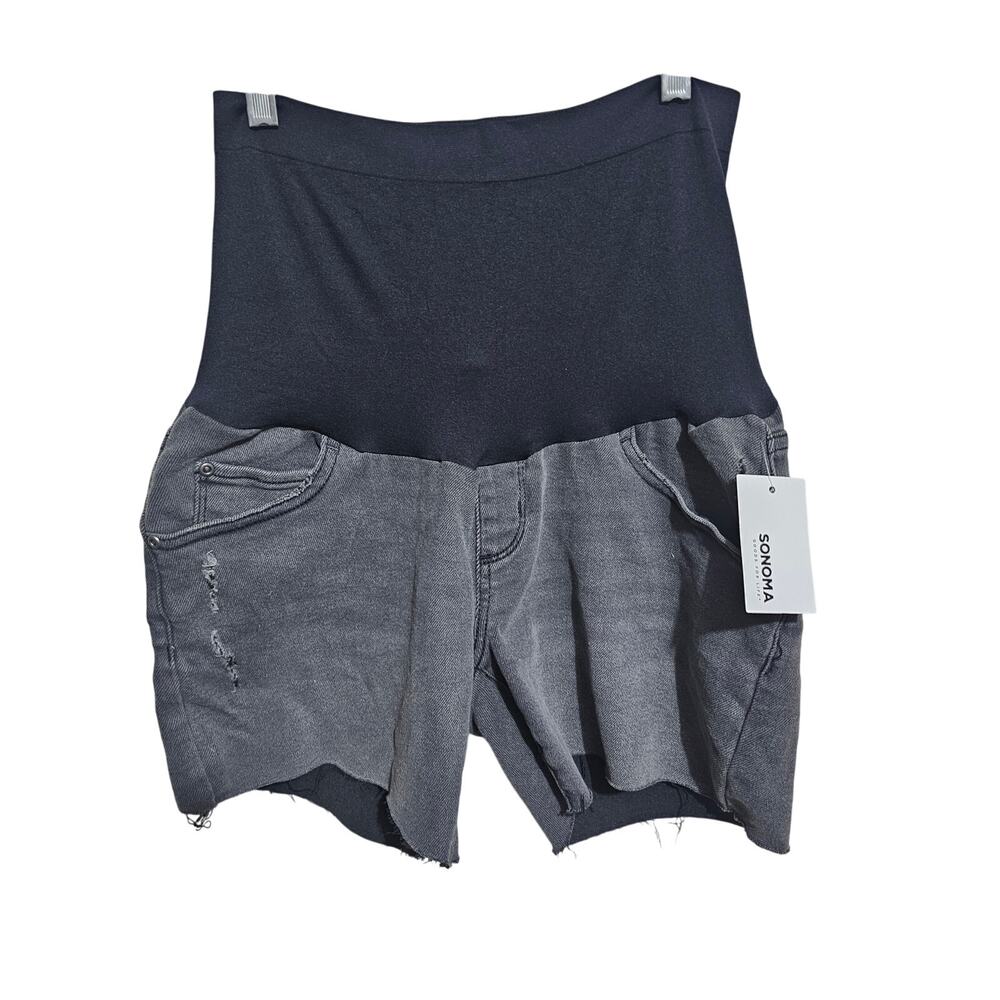 NEW Sonoma Maternity Denim Shorts Full Coverage Belly Band Size 8 MAT  (893)
